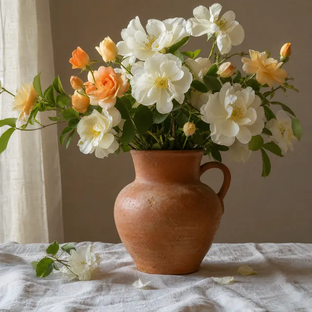 Blumen und Keramik